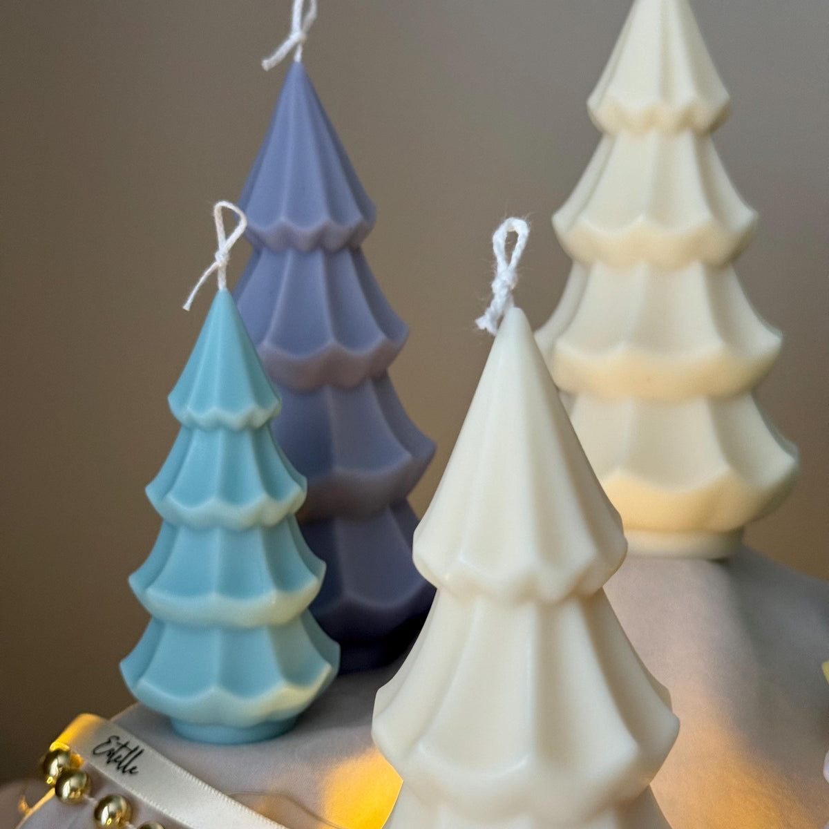 Handmade Ribbed Christmas Tree Candle: Soy Wax Holiday Decor
