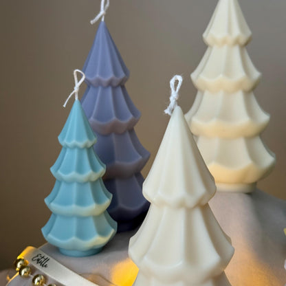 Handmade Ribbed Christmas Tree Candle: Soy Wax Holiday Decor