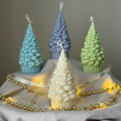 Handmade Snow Christmas Tree Soy Candle: Holiday Decor Gift