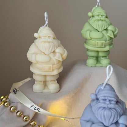Bougie de soja Père Noël coulée à la main : Cadeau de décoration de Noël