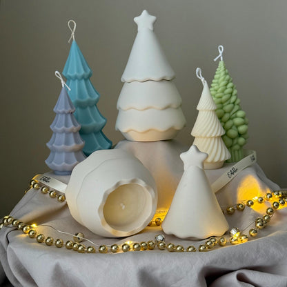 Bougie en cire de soja dans un pot Arbre de Noël : Décoration en Jesmonite faite à la main