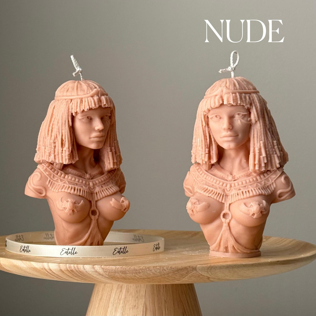 Bougie de Soja Cléopâtre Faite à la Main : Buste Sculptural d'Art