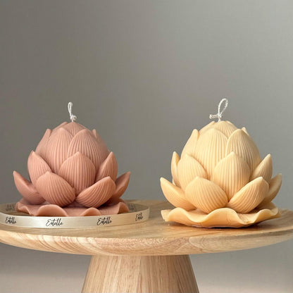 Handmade Soy Lotus Candle: Sculptural Home Decor Gift