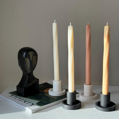 Greko Column Soy Wax Candle: Thin Swirl Taper, Decorative Candle