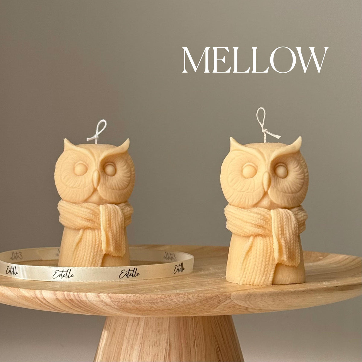 Bougie de soja hibou faite à la main : Cadeau d'art sculptural