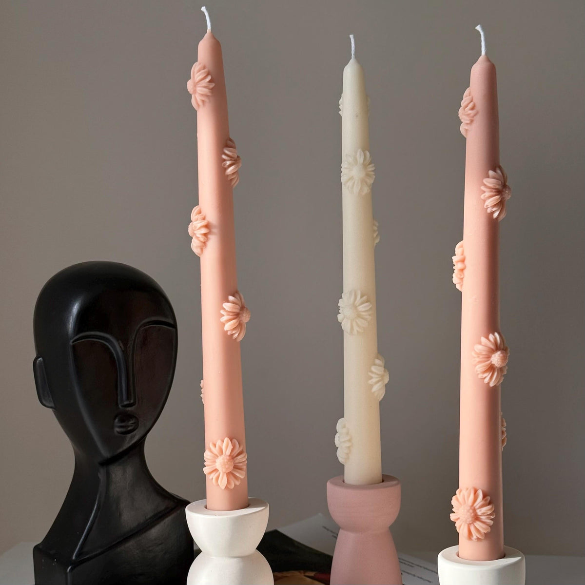 Handmade Flower Soy Wax Taper Candle: Decorative Dinner Candle