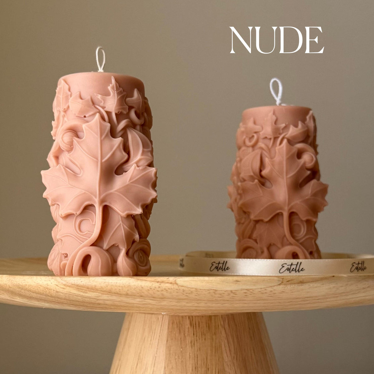 Bougie Pilier en Soja Faite Main Feuille d'Érable : Cadeau Décoration Maison