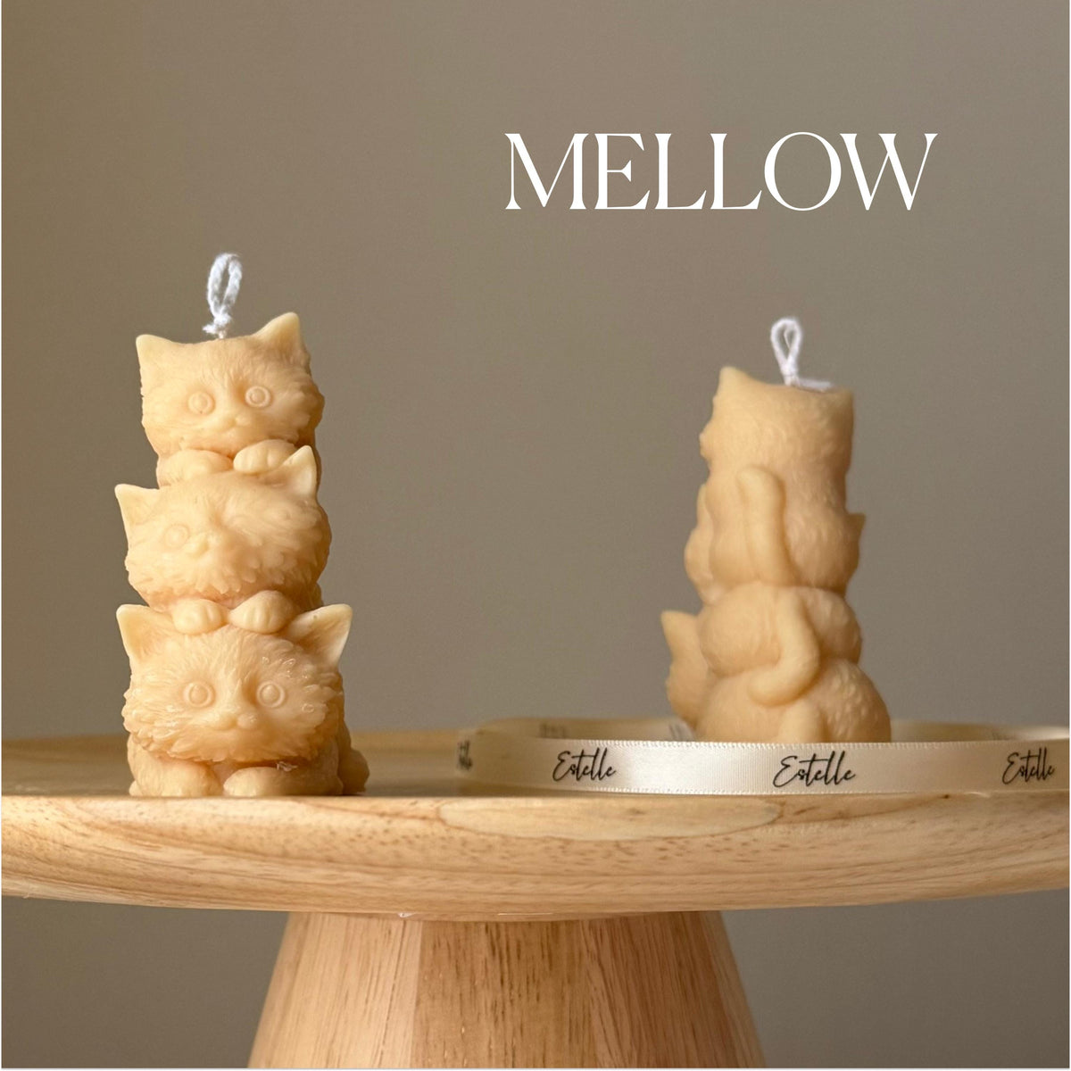 Bougie Sculpturale Petits Chatons : Décoration d'Intérieur Faite Main en Cire de Soja