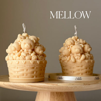 Teddy Bears Basket Candle: Shaped Soy Wax Candle, Home Decor