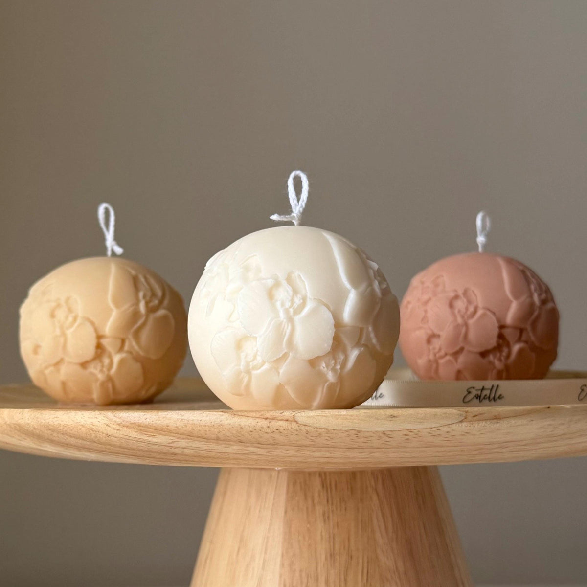 Orchid Soy Candle Ball | Handmade Floral Home Decor