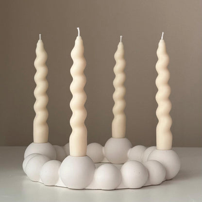 Bougeoir Bubbles : Bougie effilée en jesmonite, Décoration de table de mariage