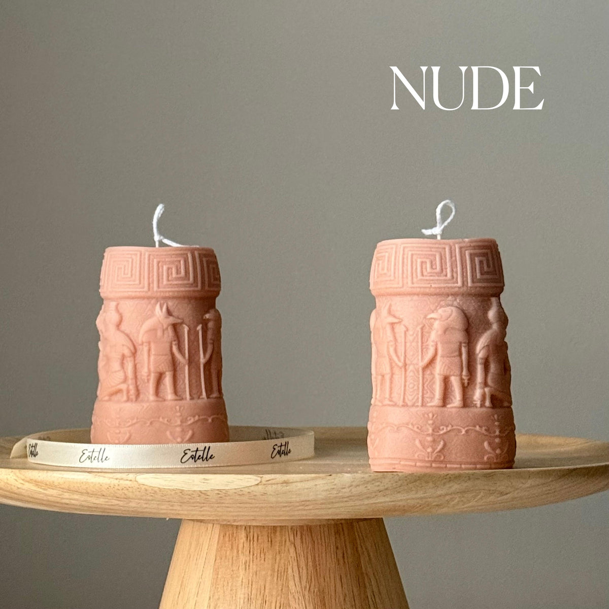 Bougie Pilier Égyptienne : Décoration de Table Faite Main en Cire de Soja