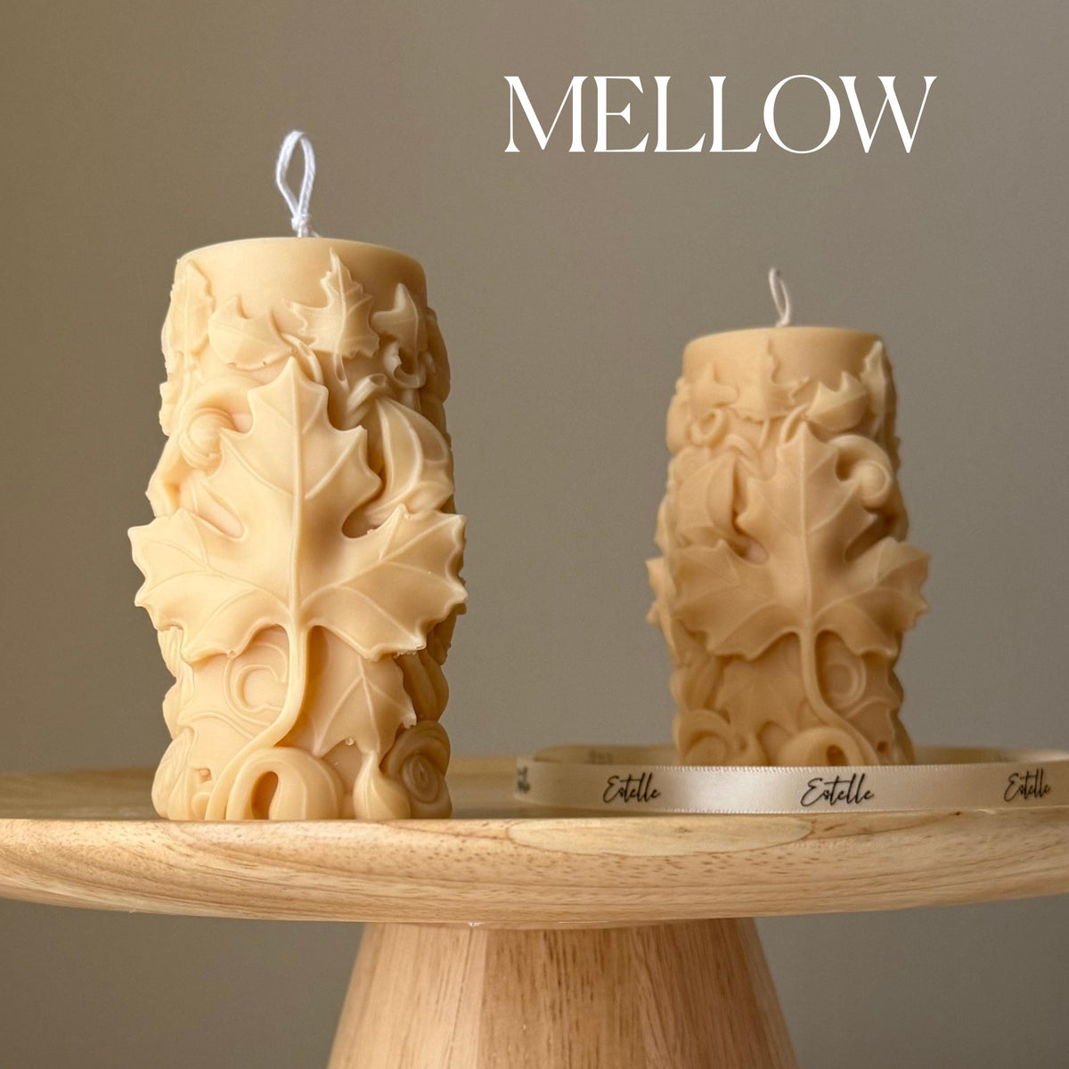Bougie Pilier en Soja Faite Main Feuille d'Érable : Cadeau Décoration Maison