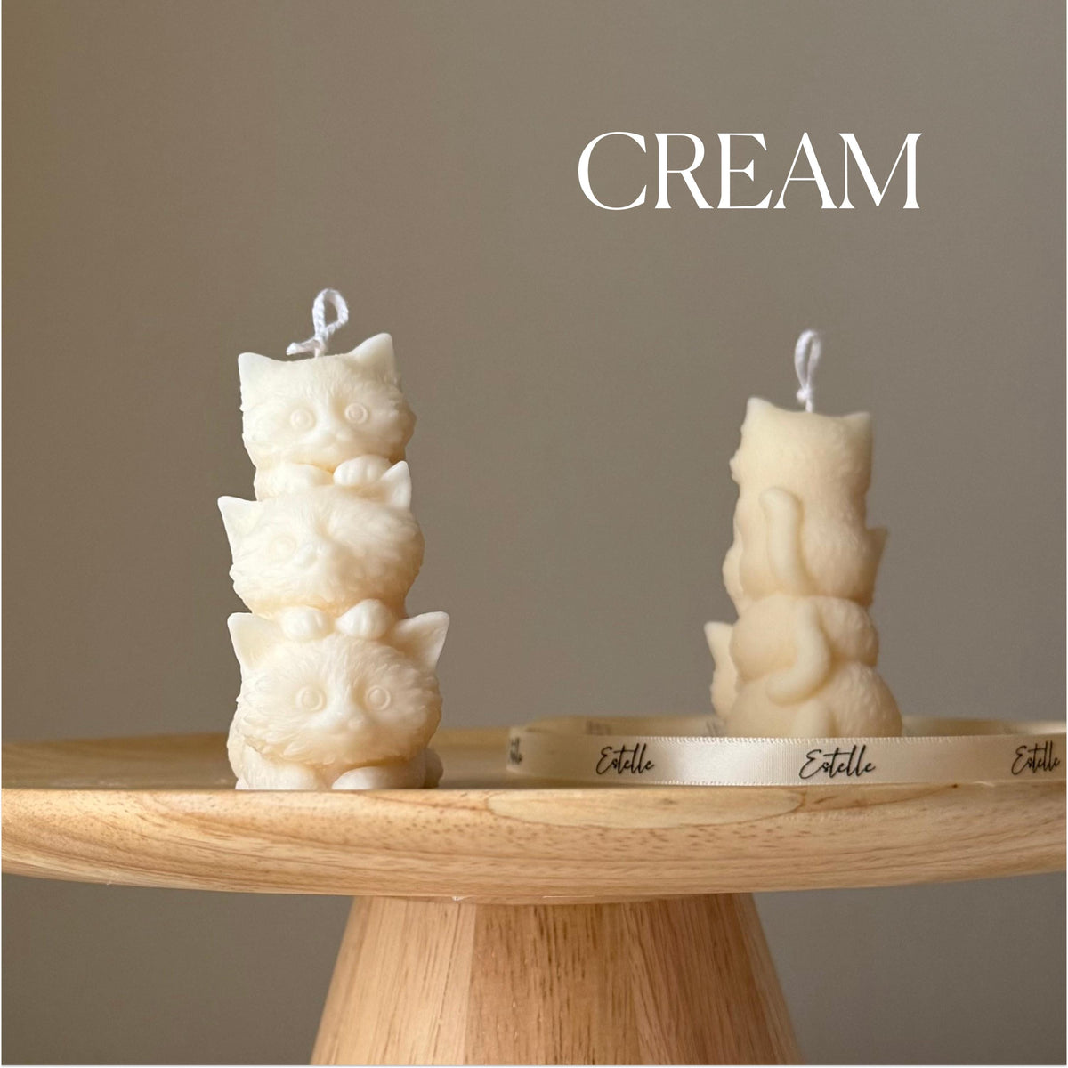 Bougie Sculpturale Petits Chatons : Décoration d'Intérieur Faite Main en Cire de Soja