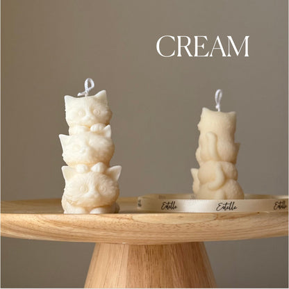 Bougie Sculpturale Petits Chatons : Décoration d'Intérieur Faite Main en Cire de Soja