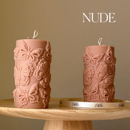 Bougie pilier papillon : Bougie en cire de soja façonnée, Décoration d'intérieur
