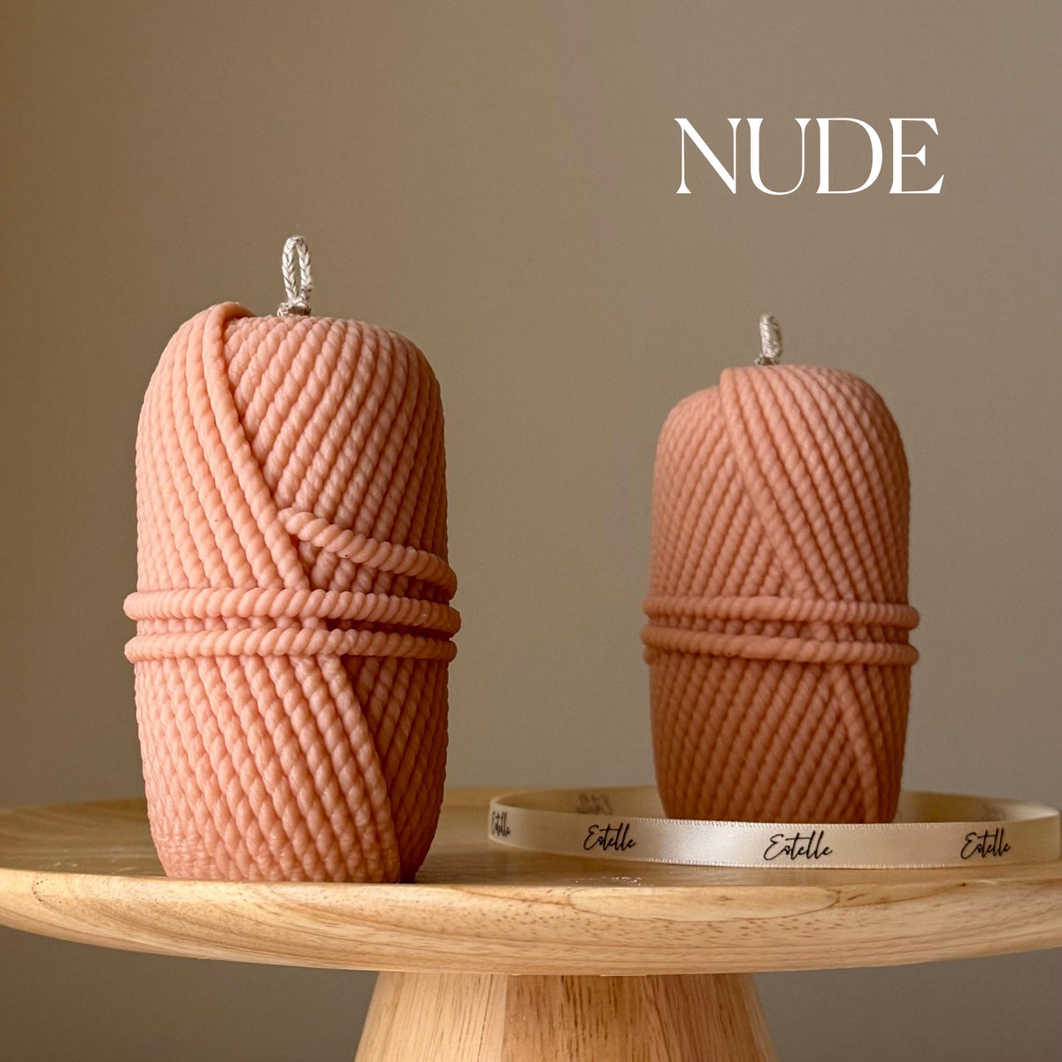 Bougie pilier en tricot de laine de soja : Décoration d'intérieur faite main