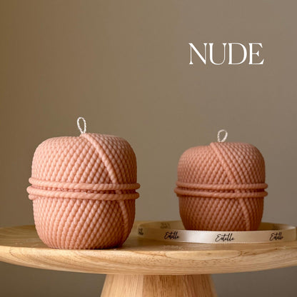 Knitting Wool Soy Candle: Handmade Pillar Candle, Home Decor
