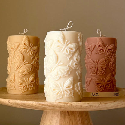 Bougie pilier papillon : Bougie en cire de soja façonnée, Décoration d'intérieur