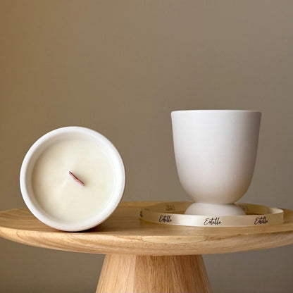 Bougie parfumée en jesmonite (vase/pot) : bougie en contenant faite à la main