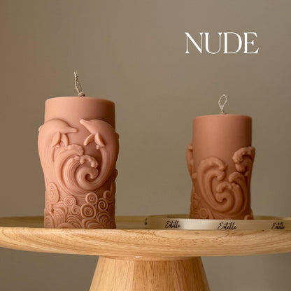 Bougie pilier dauphin : Décoration d'intérieur artisanale en cire de soja