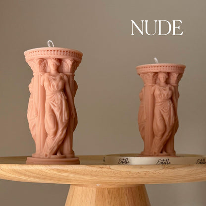 Caryatid Greek Column Soy Candle: Handmade Home Decor