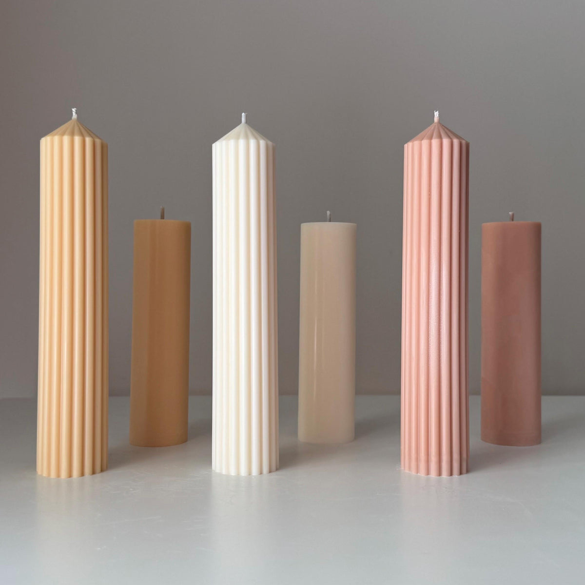 Bougie Pilier en Cire de Soja Cannelée Faite à la Main | Décoration