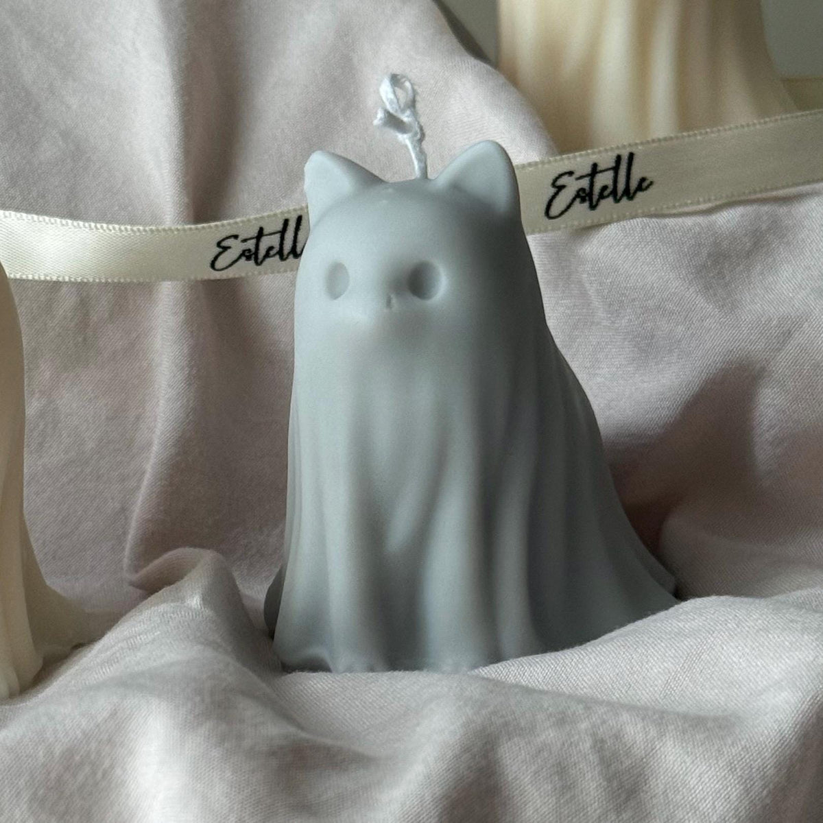 Halloween Cat & Dog Ghosts Candle Duo: Hand-Poured Soy Wax Sculptural Candles