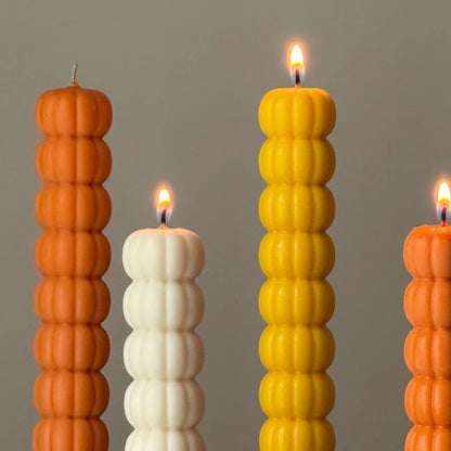 Hand Poured Soy Wax Pumpkin Taper Candle: Halloween Decor