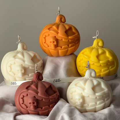 Grande bougie en cire de soja parfum citrouille : Décoration d'automne, cadeau d'automne