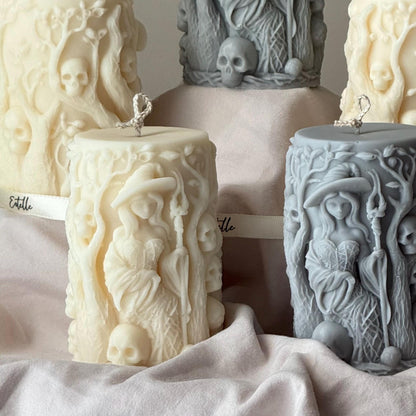 Handmade Witch Pillar Candle: Spooky Halloween Soy Wax Decor