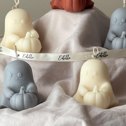 Fantôme d'Halloween avec Bougie Citrouille : Cadeau d'Automne Fait Main en Cire de Soja