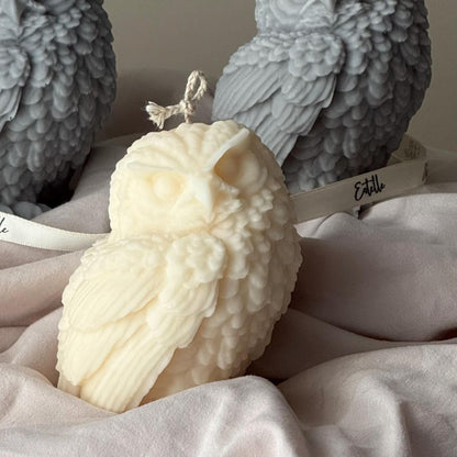 Bougie Hibou Faite à la Main : Décoration Sculpturale pour la Maison en Cire de Soja