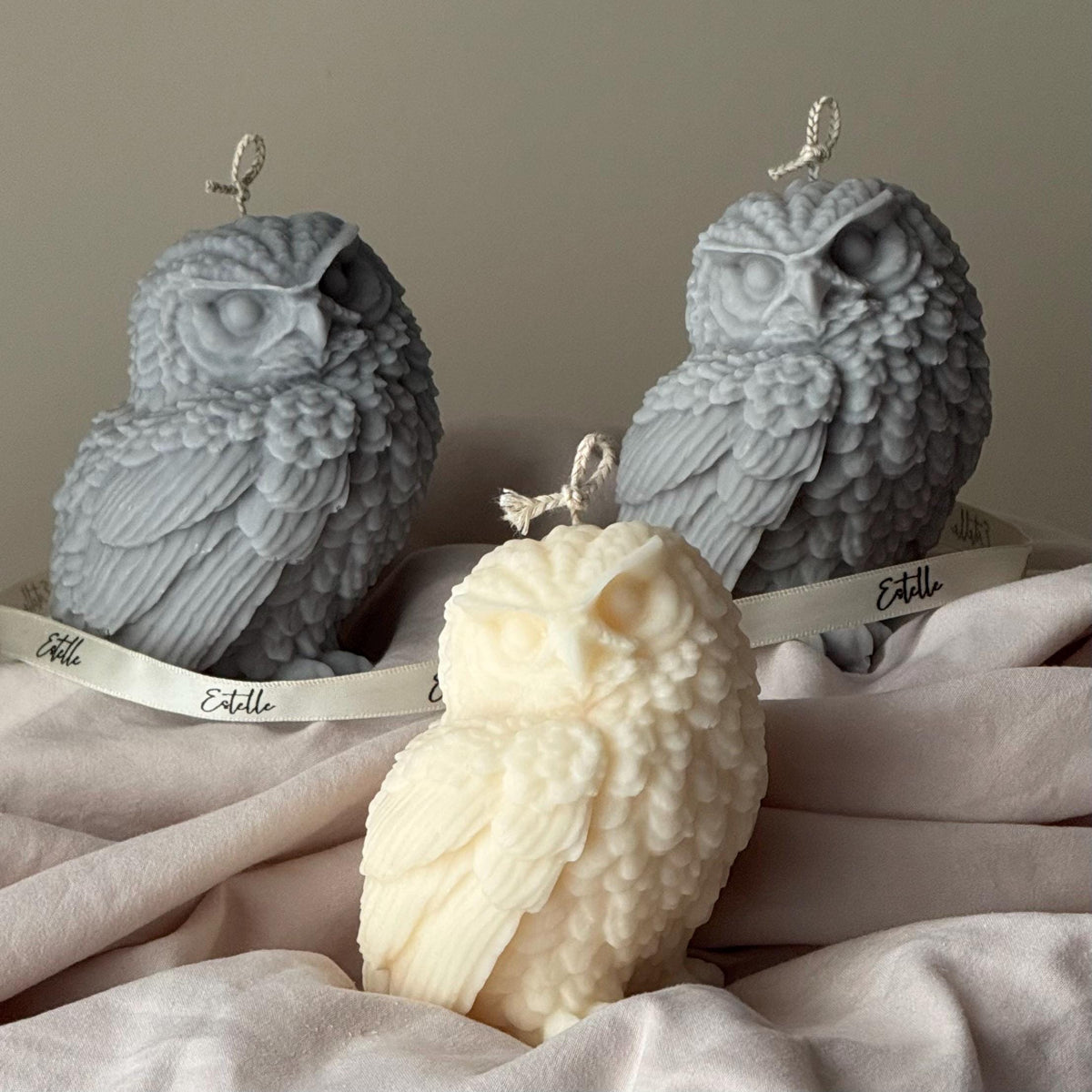 Bougie Hibou Faite à la Main : Décoration Sculpturale pour la Maison en Cire de Soja