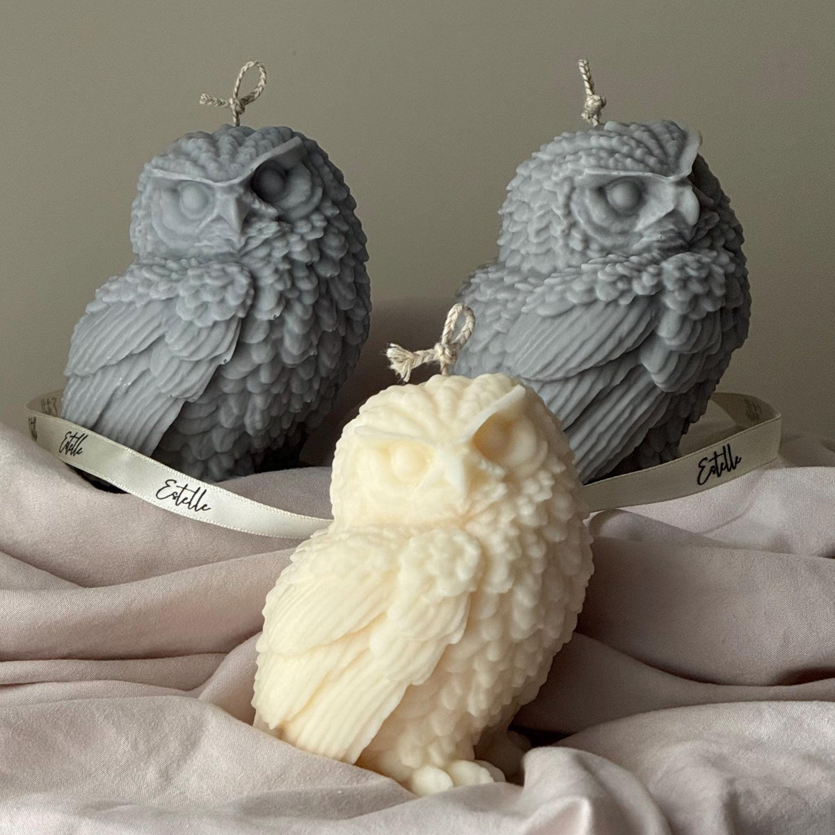 Bougie Hibou Faite à la Main : Décoration Sculpturale pour la Maison en Cire de Soja