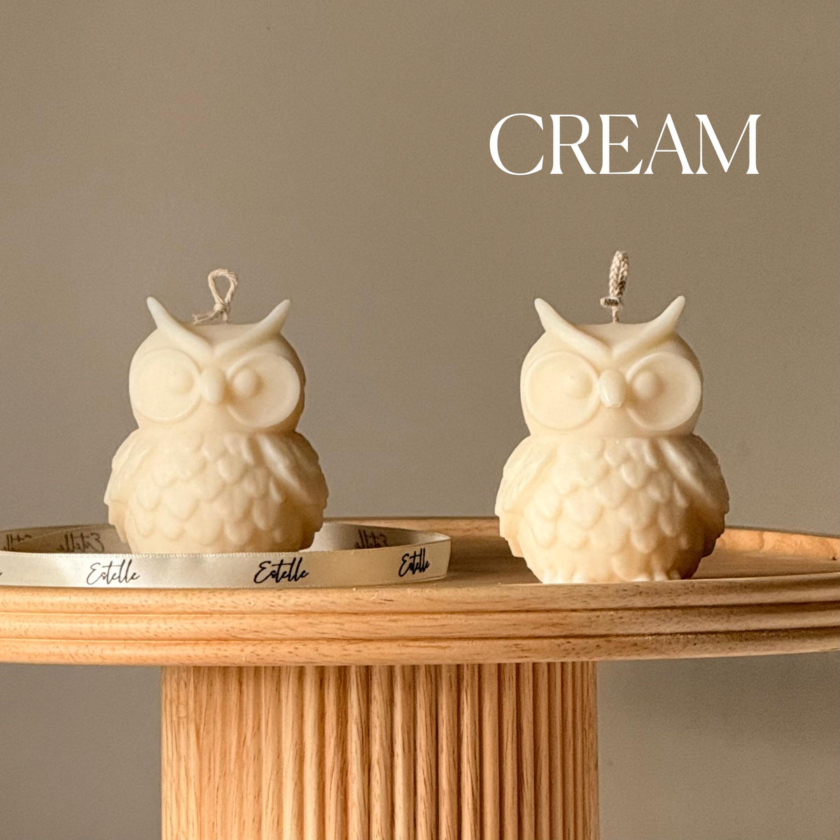 Bougie en cire de soja Hibou : Décoration sculpturale faite main pour la maison
