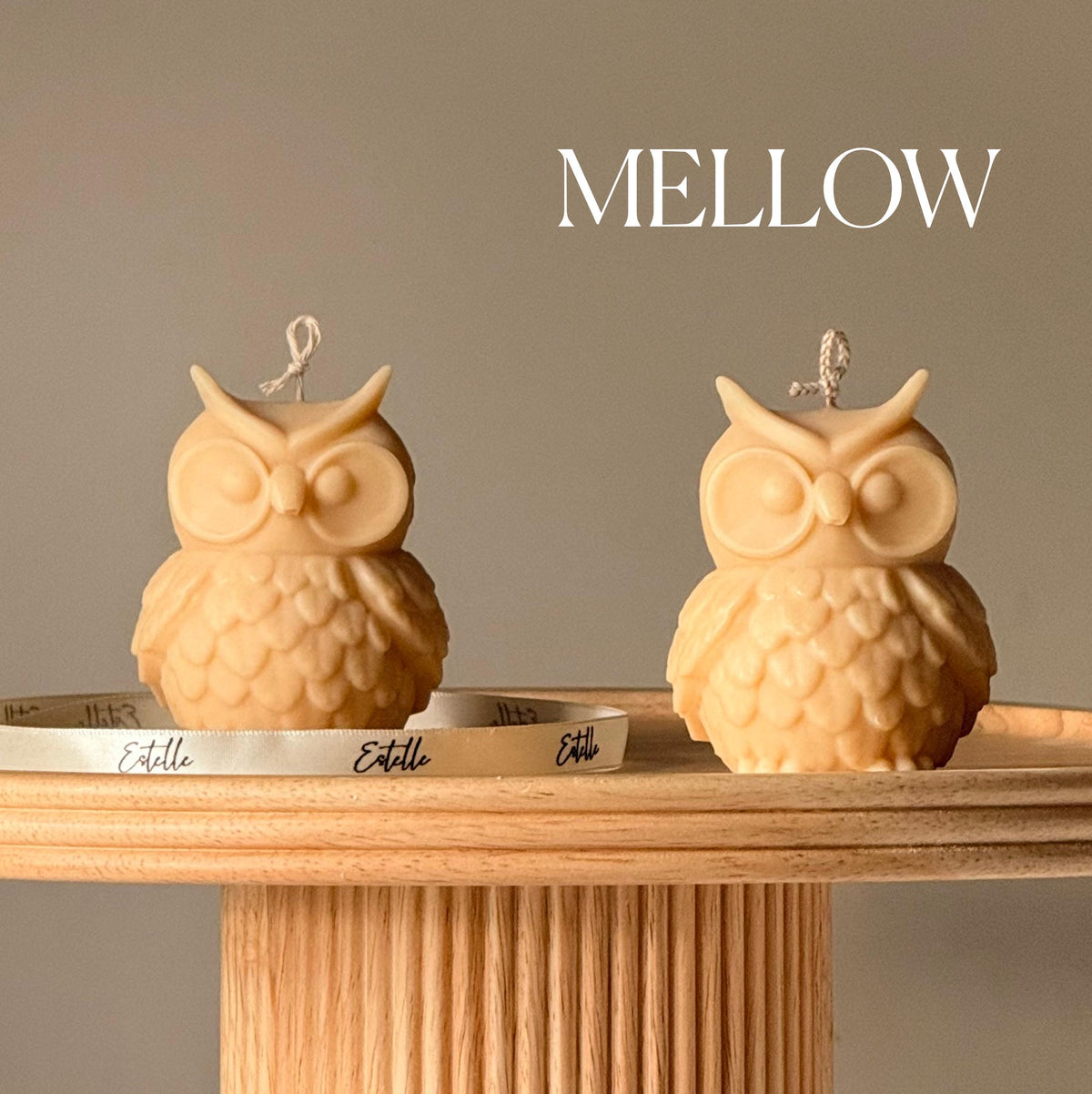 Bougie en cire de soja Hibou : Décoration sculpturale faite main pour la maison