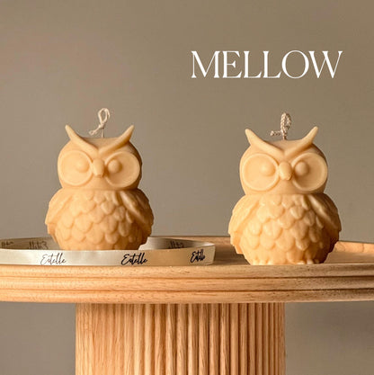 Bougie en cire de soja Hibou : Décoration sculpturale faite main pour la maison