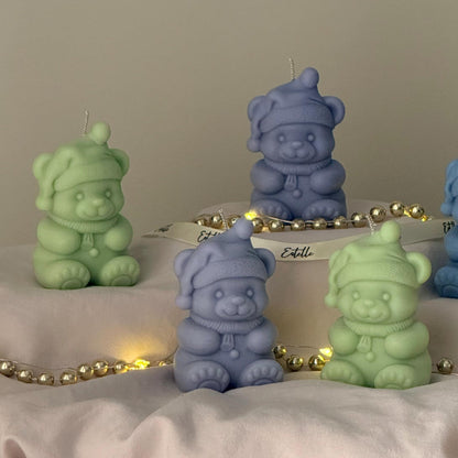 Petite bougie Ours de Noël, touche chaleureuse pour les fêtes d'hiver