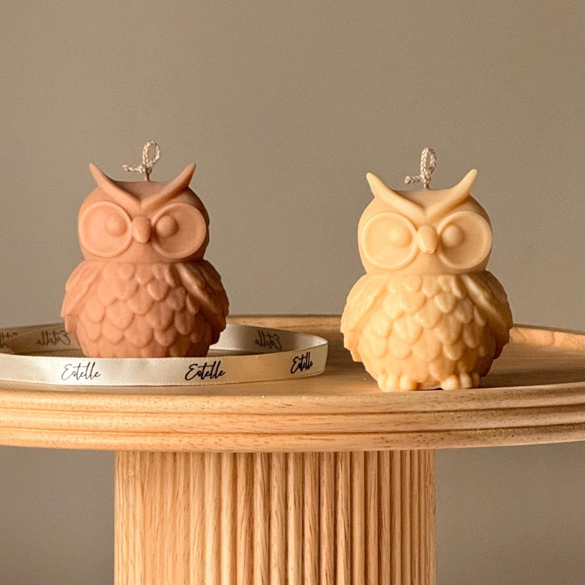 Bougie en cire de soja Hibou : Décoration sculpturale faite main pour la maison
