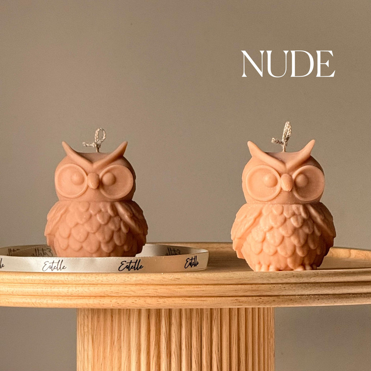 Bougie en cire de soja Hibou : Décoration sculpturale faite main pour la maison