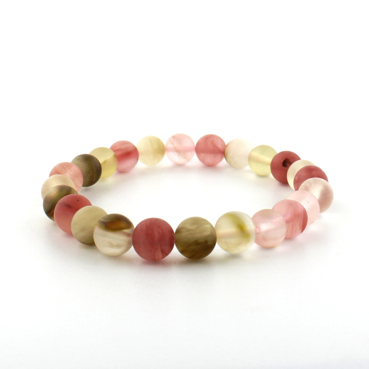 Watermelon Quartz Matte Round Bracelet - 8mm