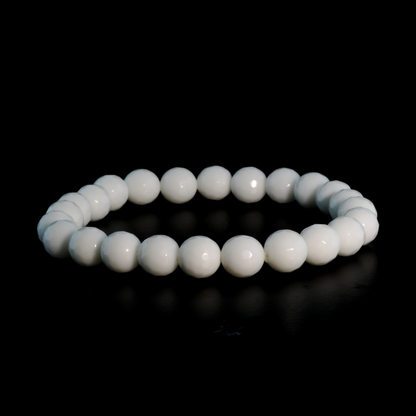 Porcelain White Faceted Round Bracelet - 8mm