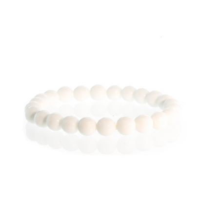 Porcelain White Faceted Round Bracelet - 8mm