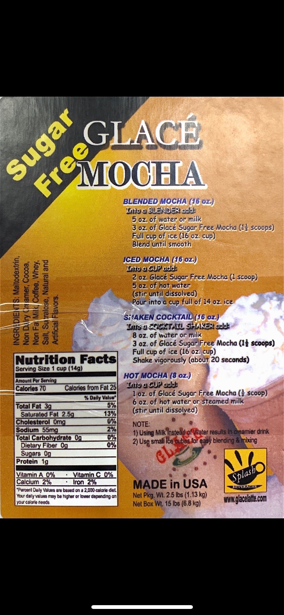 Sugar Free Mocha 4 in 1 Bubble Tea / Latte and Frappe Mix - Multi-Use Powdered Beverage Mix - Ships Free Within Canada on Orders Above CAD $199