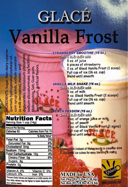 Vanilla Frost Smoothie and Milkshake Base Mix - 3 lbs. Bag  - Multi-Use Powdered Beverage Mix - Ships Free Within Canada on Orders Above CAD $199