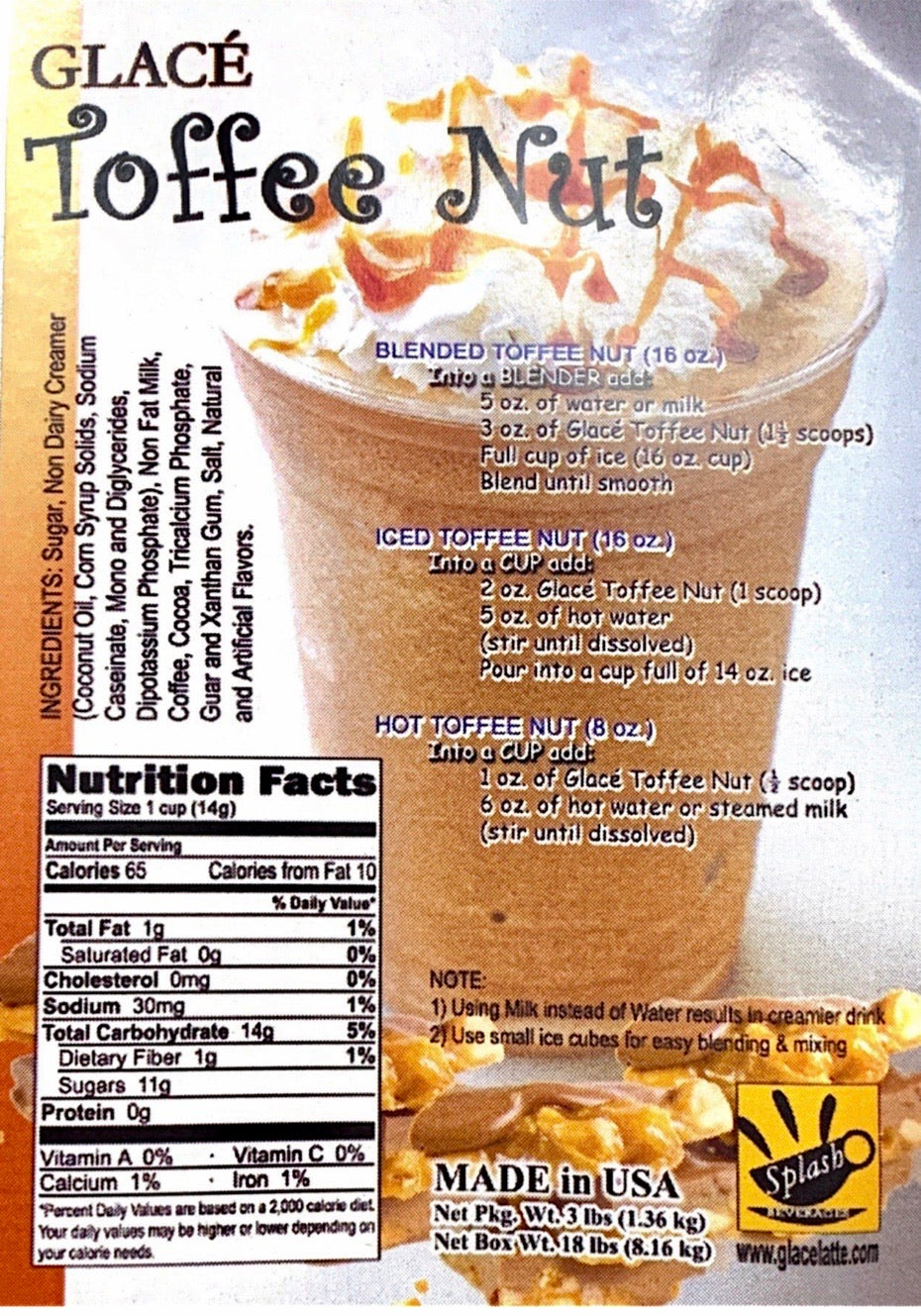 Toffee Nut Caramel (English Toffee aka Caramel) 4 in 1 Bubble Tea / Latte and Frappe Mix - Multi-Use Powdered Beverage Mix - Ships Free Within Canada on Orders Above CAD $199