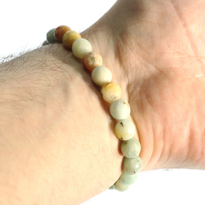 Amazonite Mixed Colour Faceted Round Bracelet - 8mm