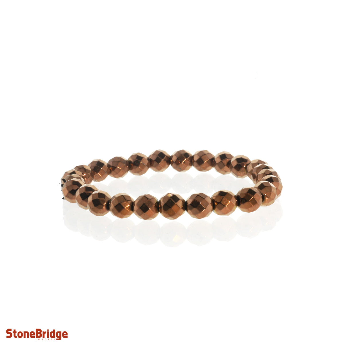 Hematite Faceted Copper Round Bracelet - 8mm