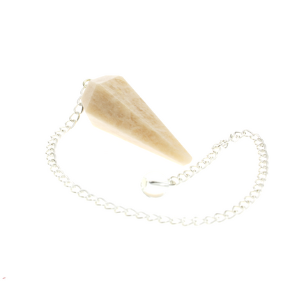Cream Moonstone Pendulum 6 Facet & Bead - 3 Pack